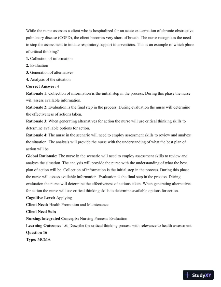 Test Bank For Health and Physical Assessment In Nursing, 2nd Edition, page 15