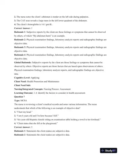 Test Bank For Health and Physical Assessment In Nursing, 2nd Edition - Page 7 preview image