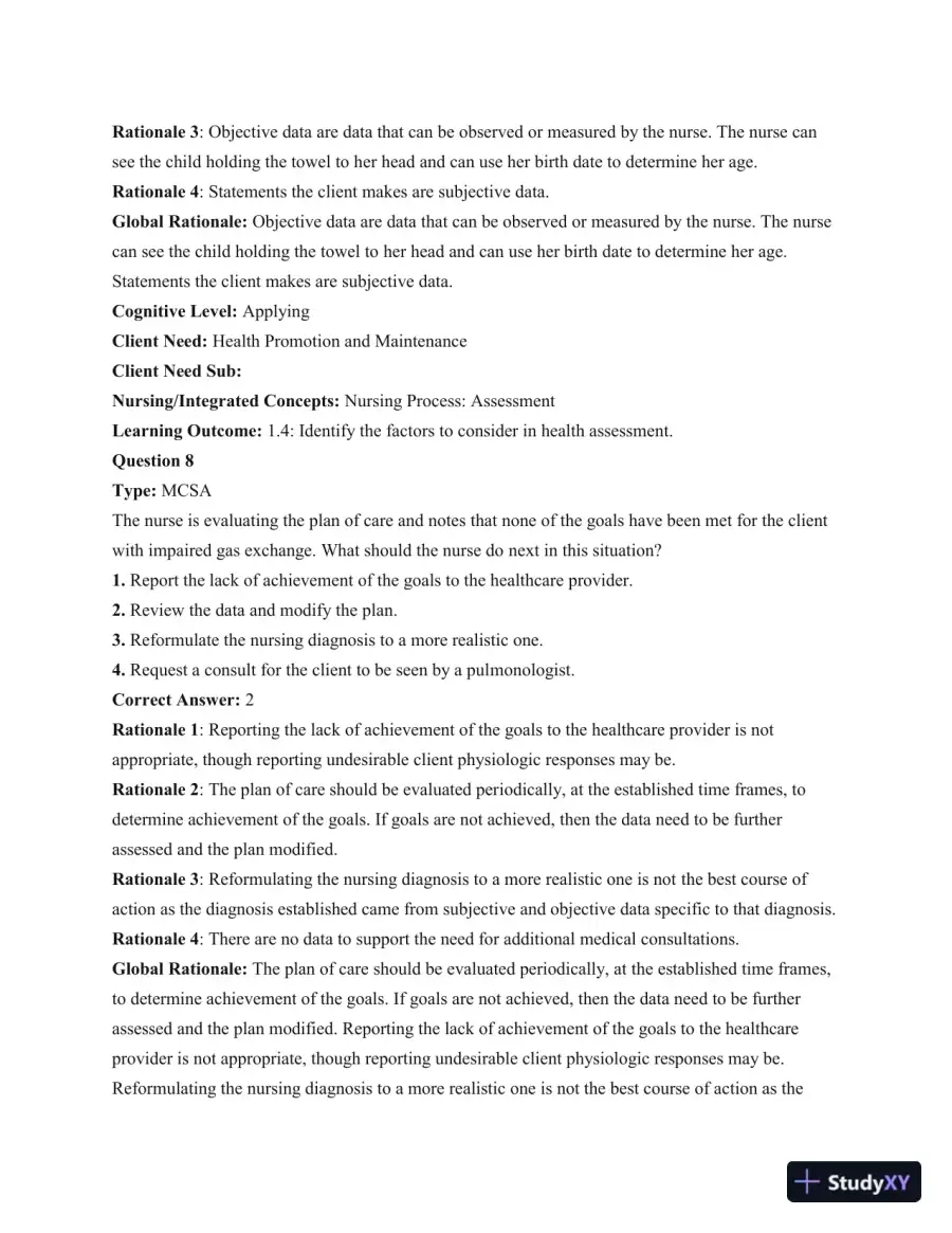 Test Bank For Health and Physical Assessment In Nursing, 2nd Edition, page 8