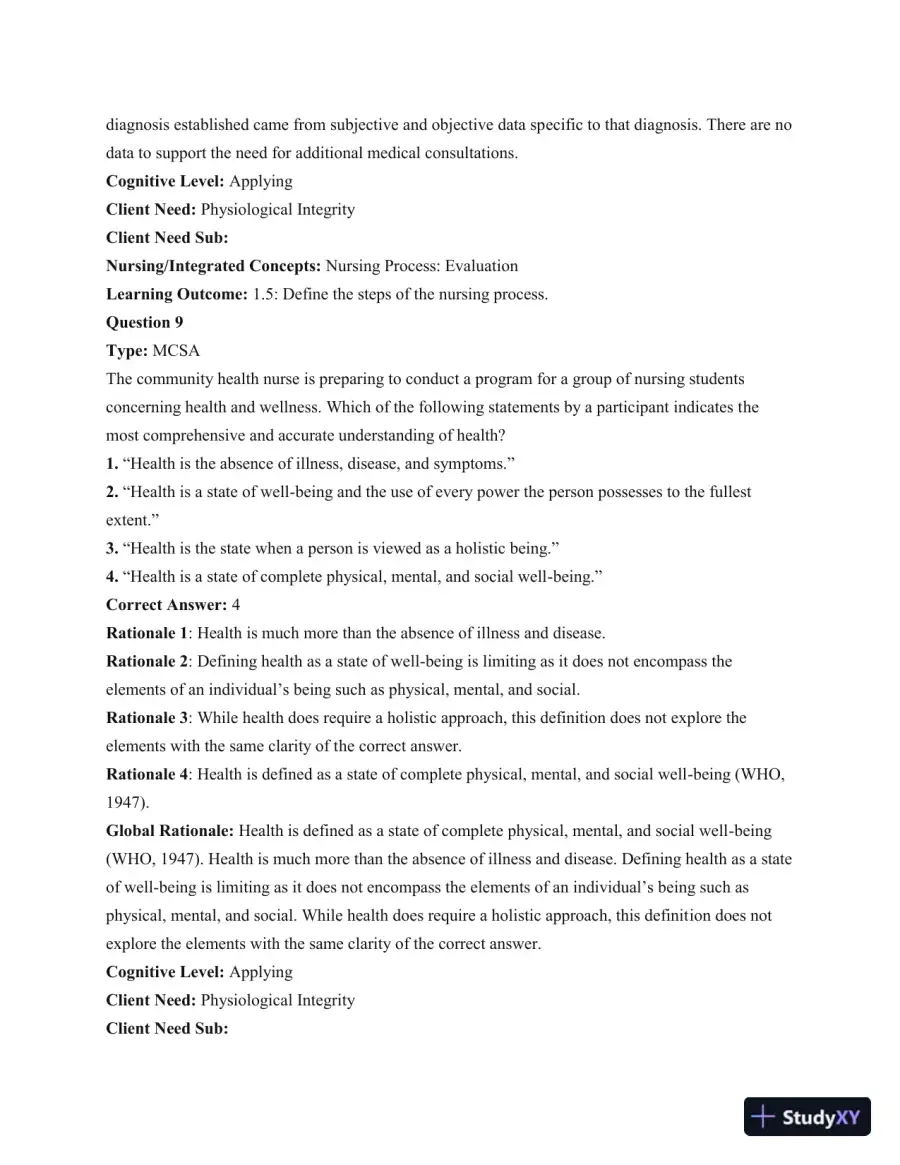 Test Bank For Health and Physical Assessment In Nursing, 2nd Edition, page 9