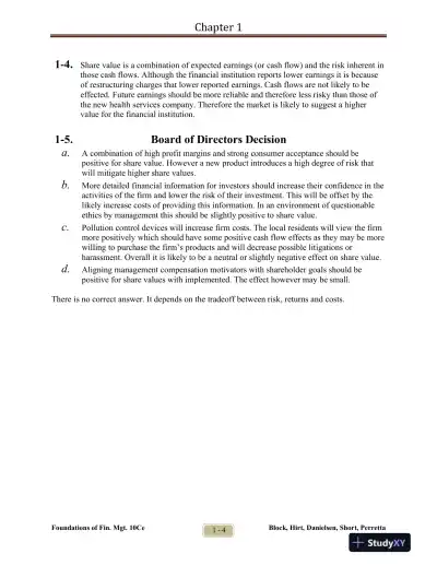 Foundations Of Financial Management, Tenth Canadian Edition Solution Manual - Page 5 preview image