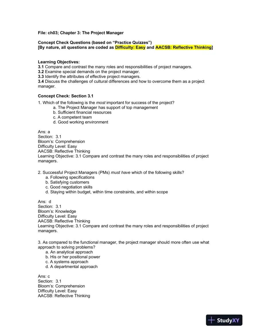 Solution Manual For Project Management: A Managerial Approach, 8th Edition, page 14