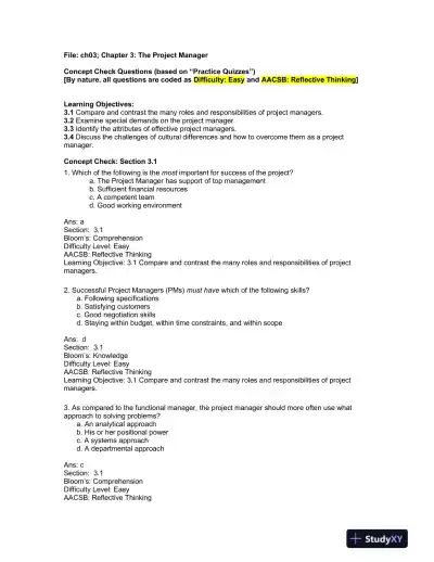 Solution Manual For Project Management: A Managerial Approach, 8th Edition - Page 14 preview image