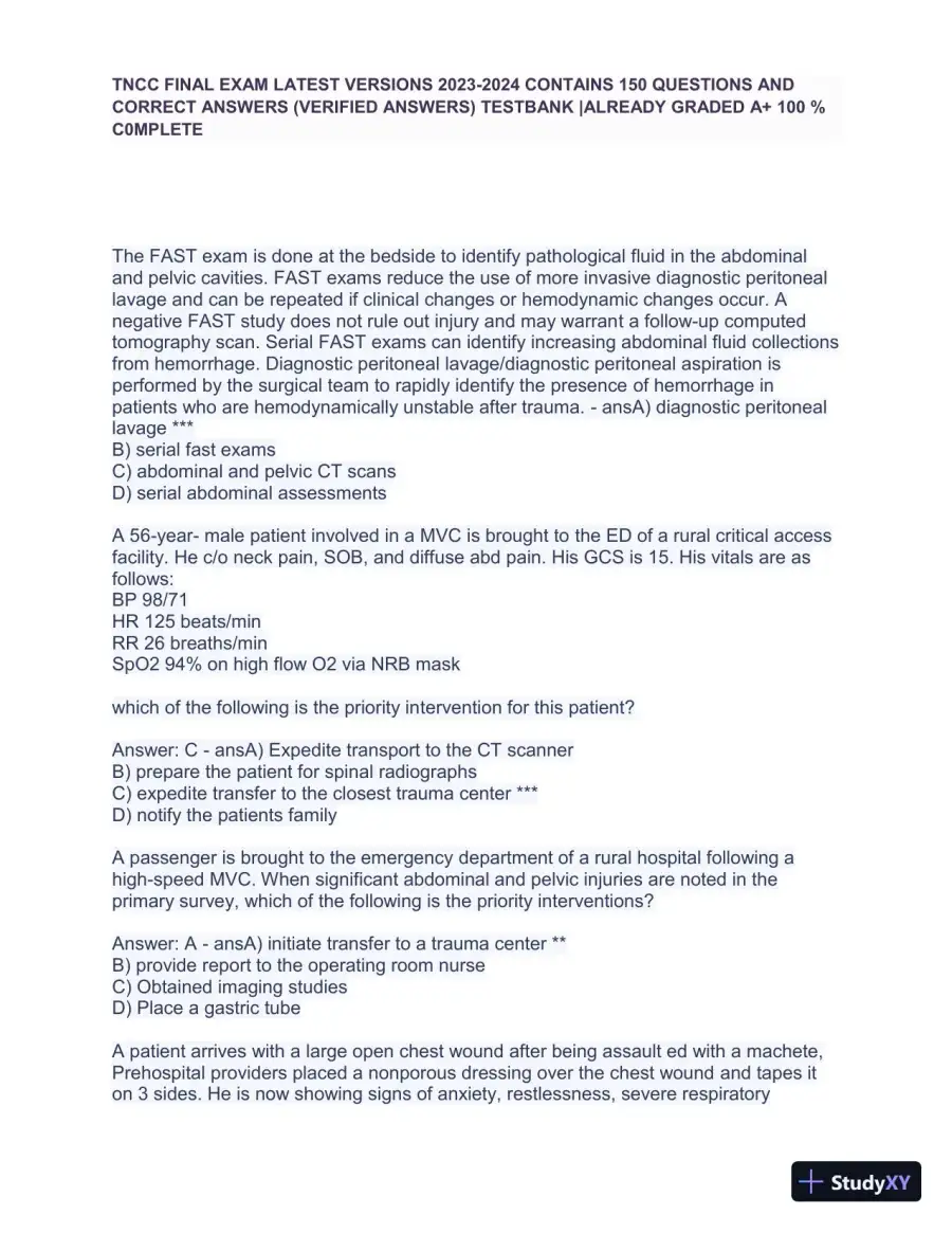 2023-2024 TNCC Final Practice Exam 4 with Answers (49 Solved Questions), page 3