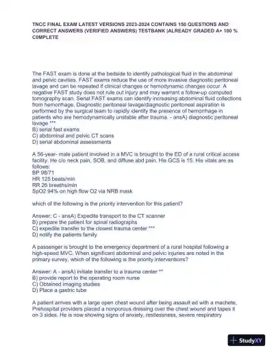2023-2024 TNCC Final Practice Exam 4 with Answers (49 Solved Questions) - Page 3 preview image
