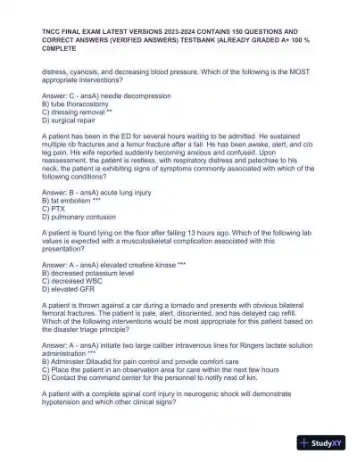 2023-2024 TNCC Final Practice Exam 4 with Answers (49 Solved Questions) - Page 4 preview image