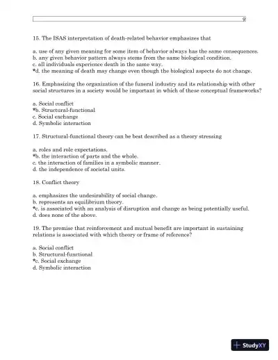 Test Bank For Understanding Dying, Death, and Bereavement, 7th Edition - Page 13 preview image