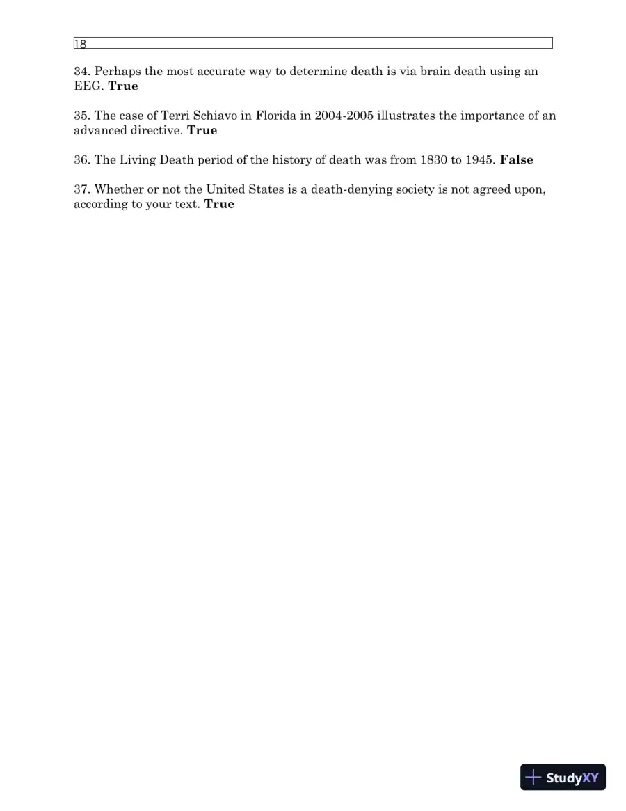 Test Bank For Understanding Dying, Death, and Bereavement, 7th Edition, page 22