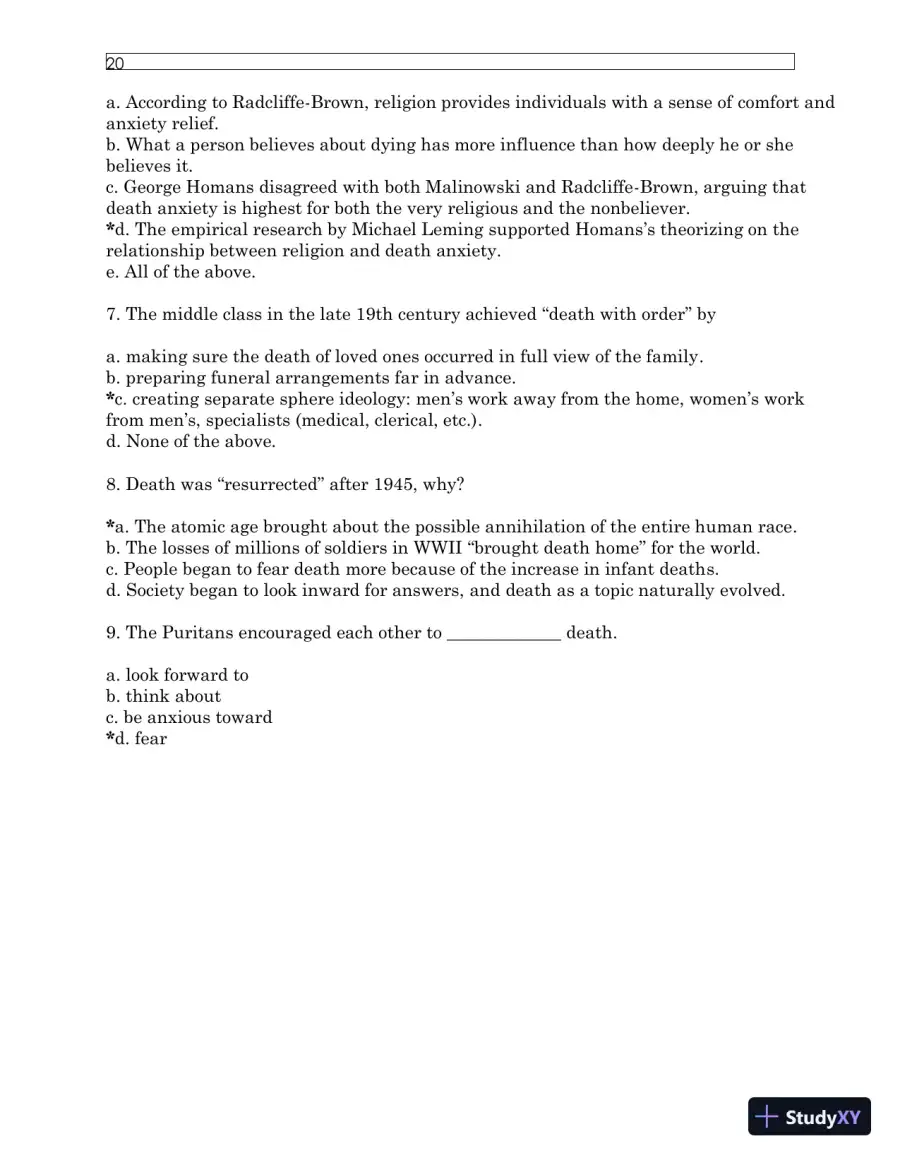 Test Bank For Understanding Dying, Death, and Bereavement, 7th Edition, page 24