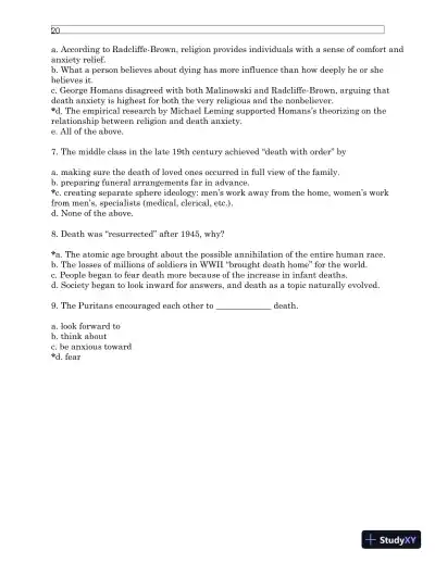 Test Bank For Understanding Dying, Death, and Bereavement, 7th Edition - Page 24 preview image