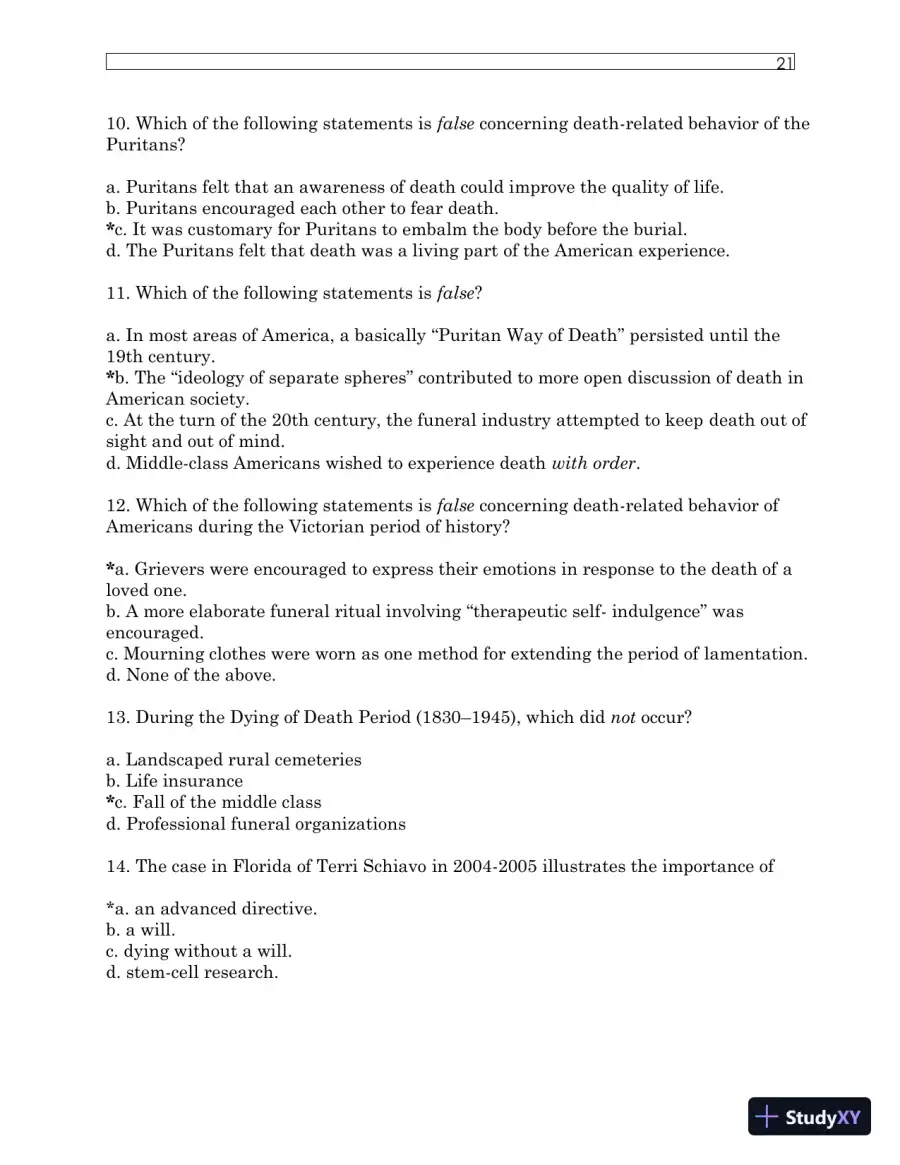 Test Bank For Understanding Dying, Death, and Bereavement, 7th Edition, page 25