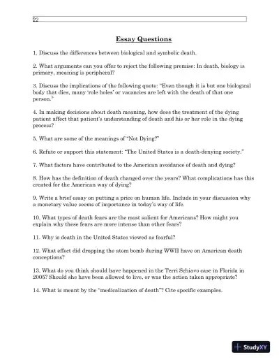 Test Bank For Understanding Dying, Death, and Bereavement, 7th Edition - Page 26 preview image