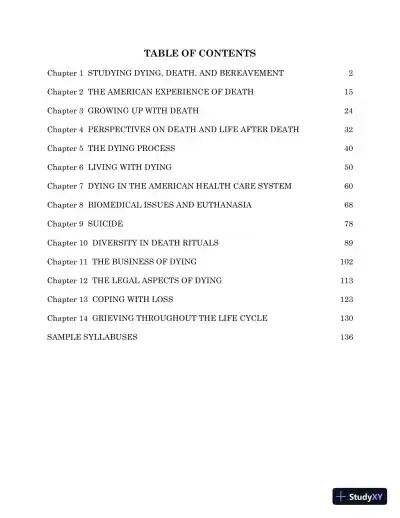 Test Bank For Understanding Dying, Death, and Bereavement, 7th Edition - Page 5 preview image