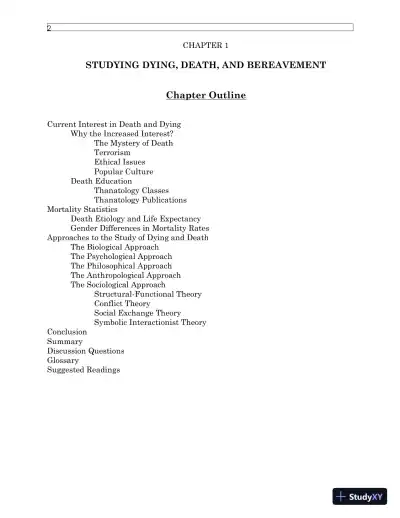 Test Bank For Understanding Dying, Death, and Bereavement, 7th Edition - Page 6 preview image