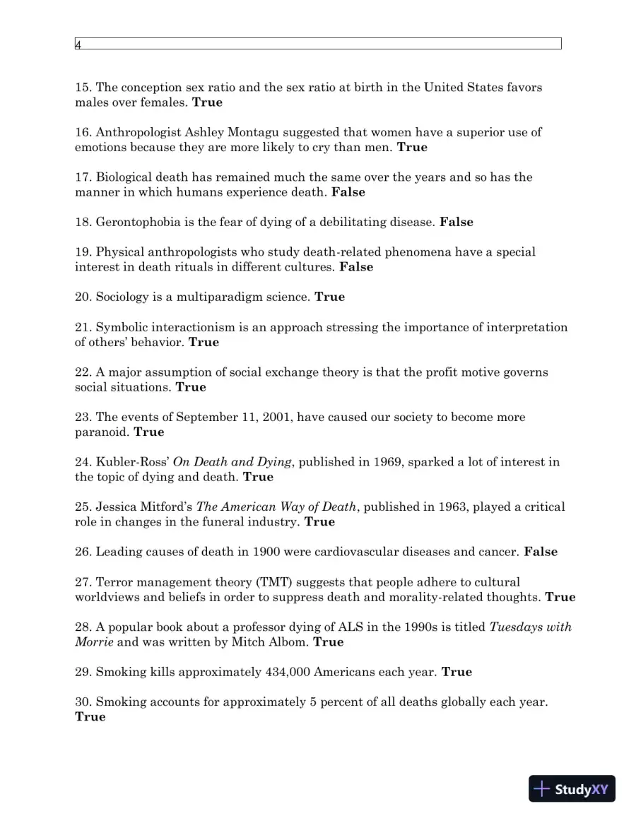 Test Bank For Understanding Dying, Death, and Bereavement, 7th Edition, page 8