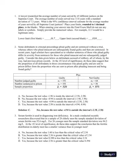 MATH302 Statistics�Final Examination - Page 3 preview image