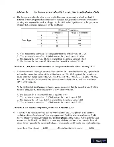 MATH302 Statistics�Final Examination - Page 4 preview image