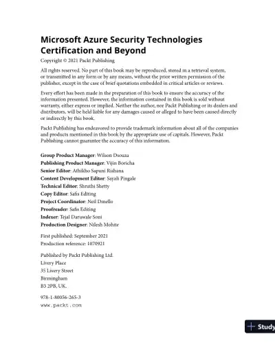 Microsoft Azure Security Technologies Certification and Beyond: AZ-500 exam (2021) - Page 4 preview image