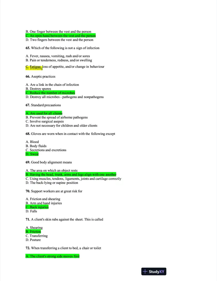 NACC Health Care Assessment Practice Exam With Answers (485 Solved Questions), page 10
