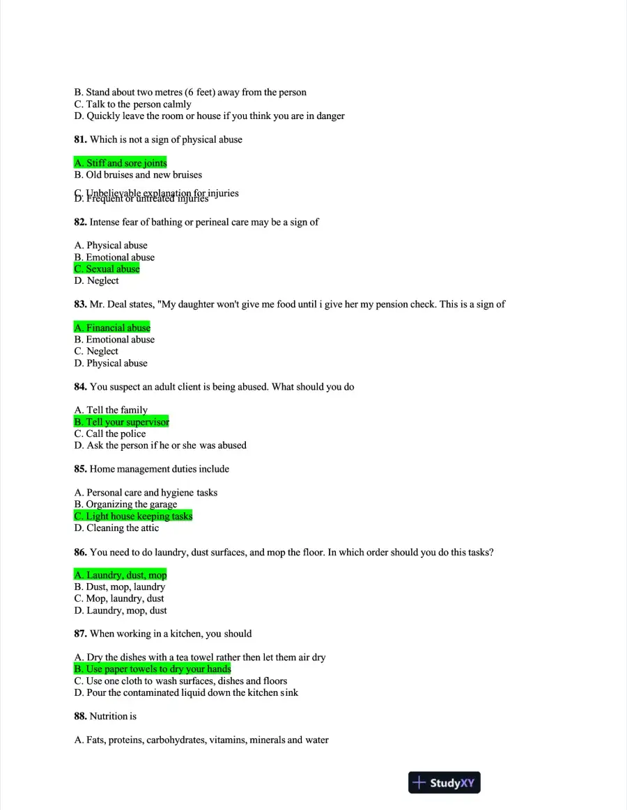 NACC Health Care Assessment Practice Exam With Answers (485 Solved Questions), page 12
