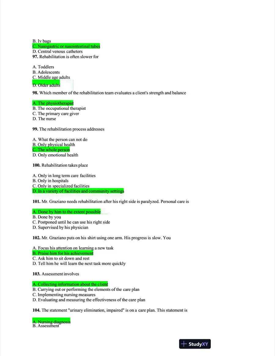NACC Health Care Assessment Practice Exam With Answers (485 Solved Questions), page 14