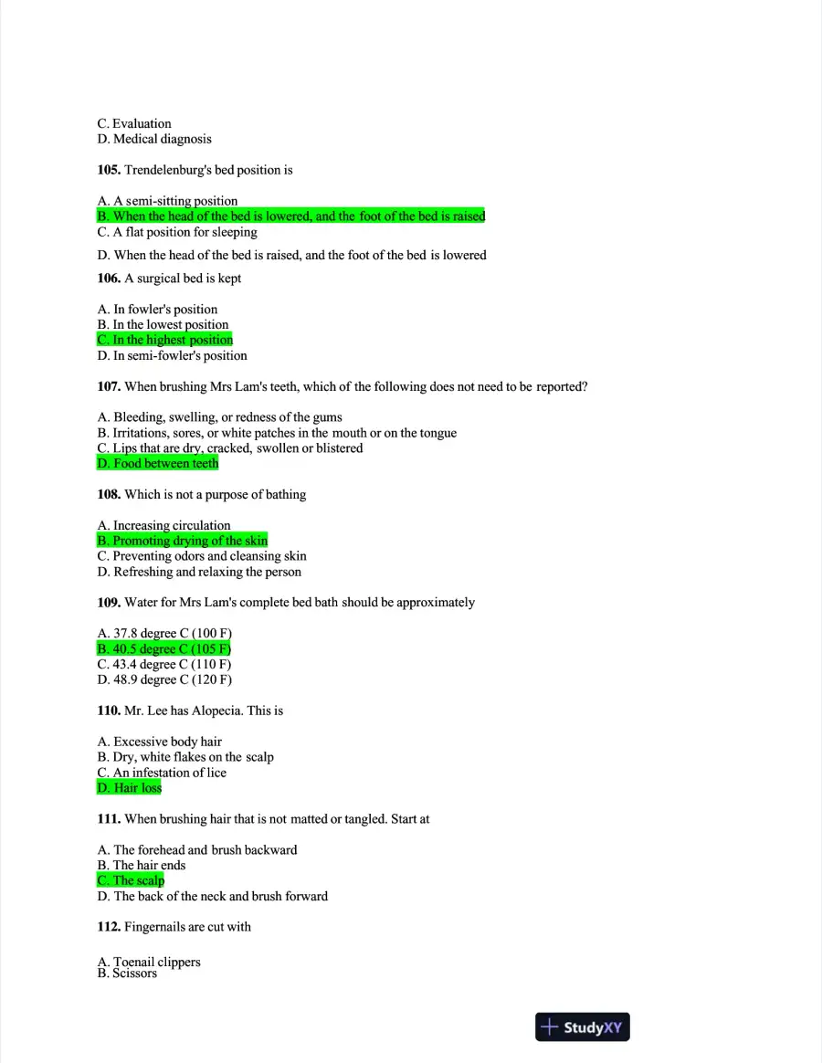 NACC Health Care Assessment Practice Exam With Answers (485 Solved Questions), page 15