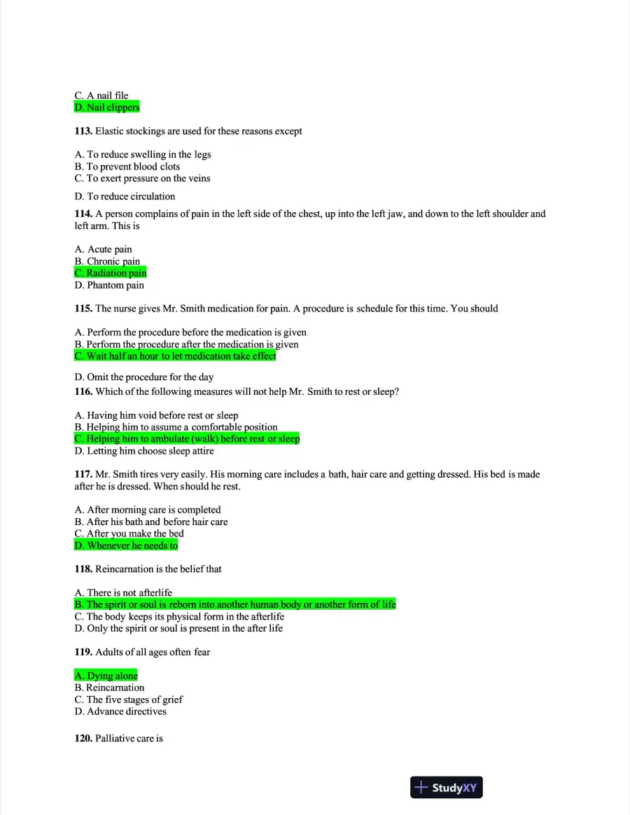 NACC Health Care Assessment Practice Exam With Answers (485 Solved Questions), page 16