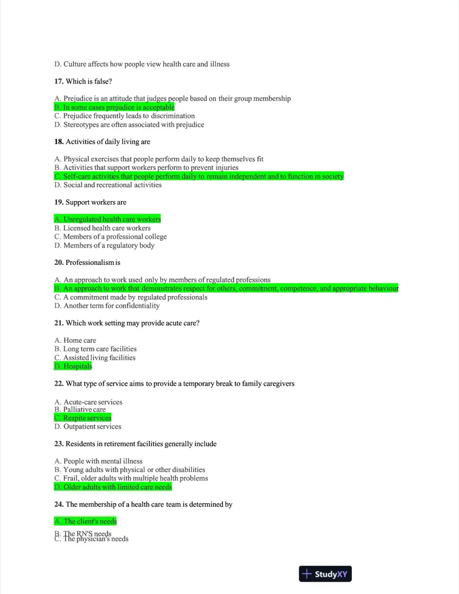 NACC Health Care Assessment Practice Exam With Answers (485 Solved Questions), page 4