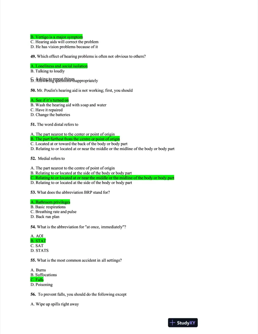 NACC Health Care Assessment Practice Exam With Answers (485 Solved Questions), page 8