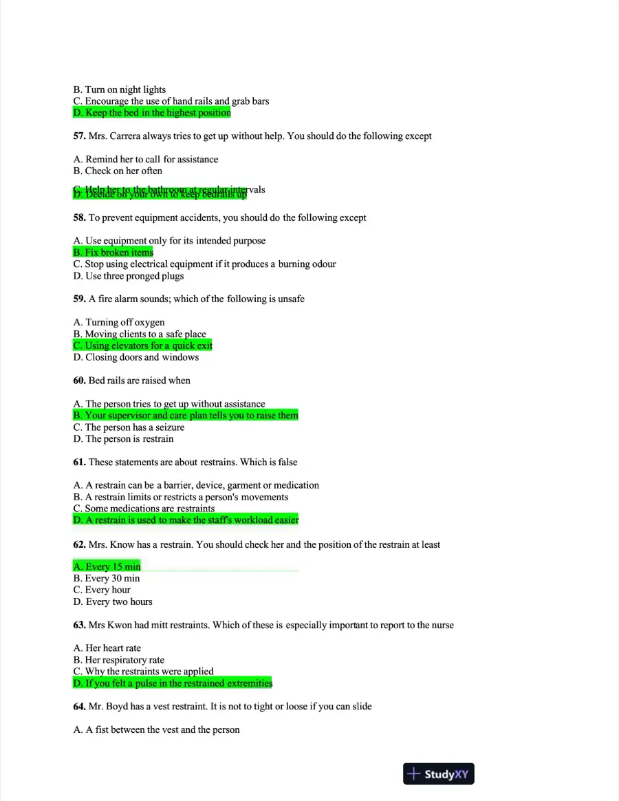 NACC Health Care Assessment Practice Exam With Answers (485 Solved Questions), page 9