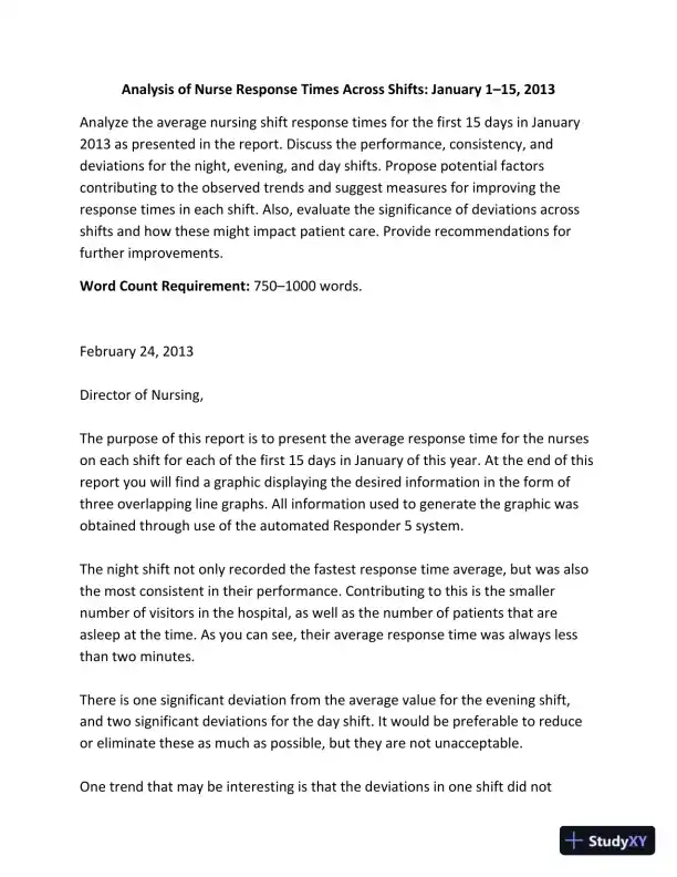 Analysis Of Nurse Response Times Across Shifts - Page 1 preview image