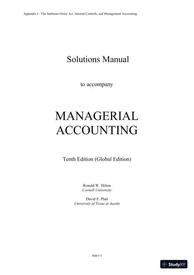 Solution Manual For Managerial Accounting: Creating Value in a Dynamic Business Environment, 10th Edition - Page 1 preview image