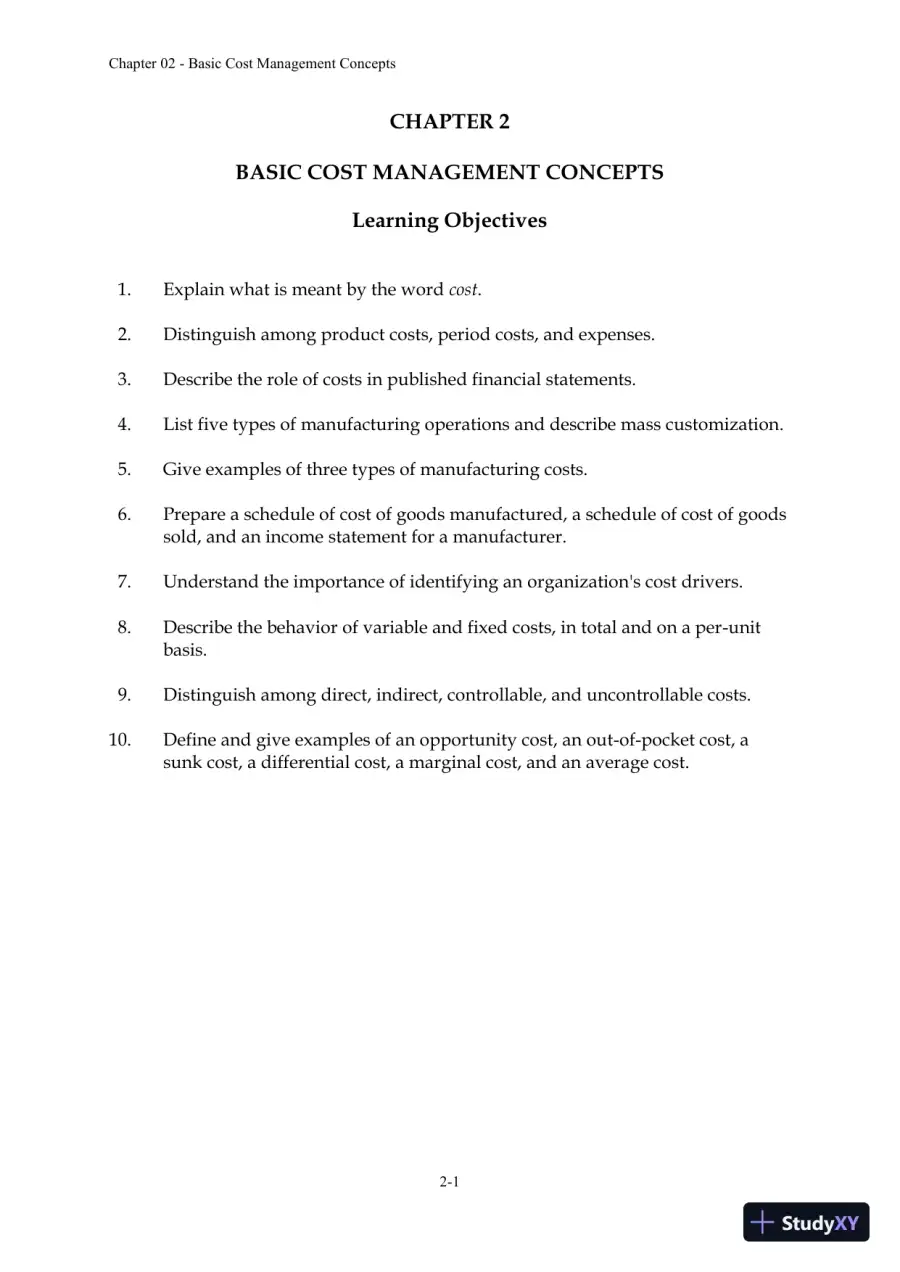 Solution Manual For Managerial Accounting: Creating Value in a Dynamic Business Environment, 10th Edition, page 12