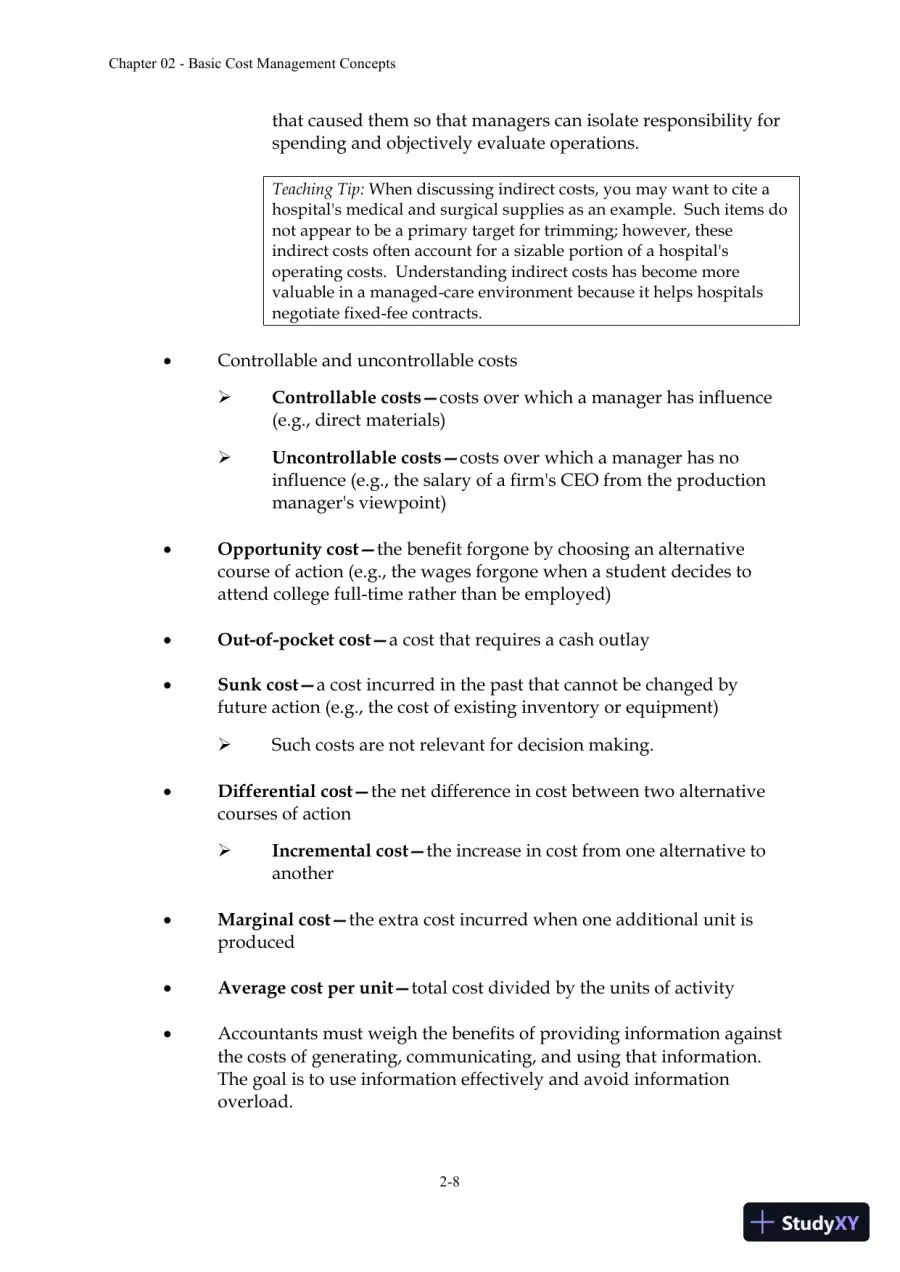 Solution Manual For Managerial Accounting: Creating Value in a Dynamic Business Environment, 10th Edition, page 19