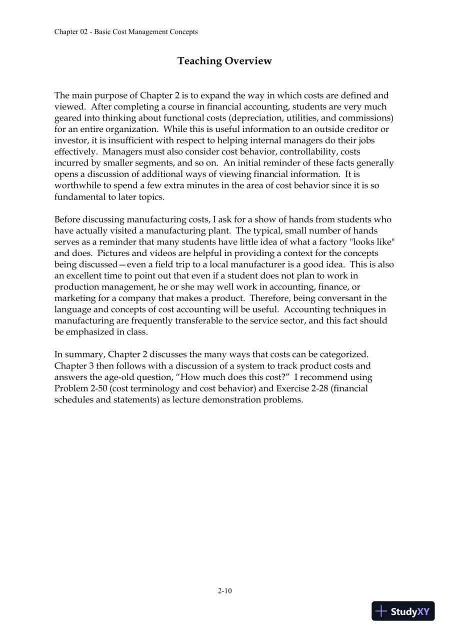 Solution Manual For Managerial Accounting: Creating Value in a Dynamic Business Environment, 10th Edition, page 21