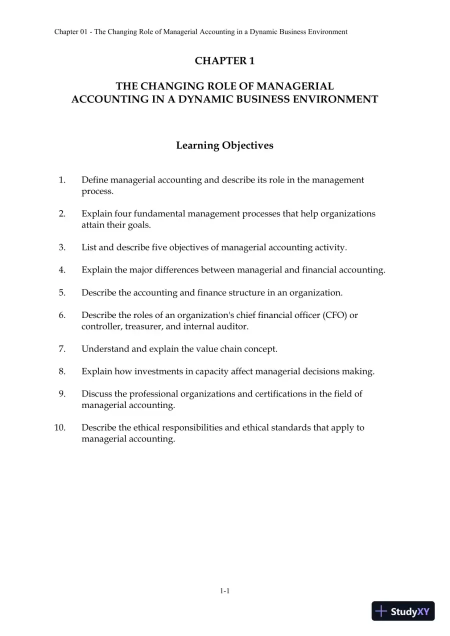 Solution Manual For Managerial Accounting: Creating Value in a Dynamic Business Environment, 10th Edition, page 3