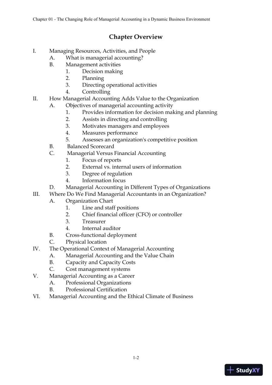 Solution Manual For Managerial Accounting: Creating Value in a Dynamic Business Environment, 10th Edition, page 4