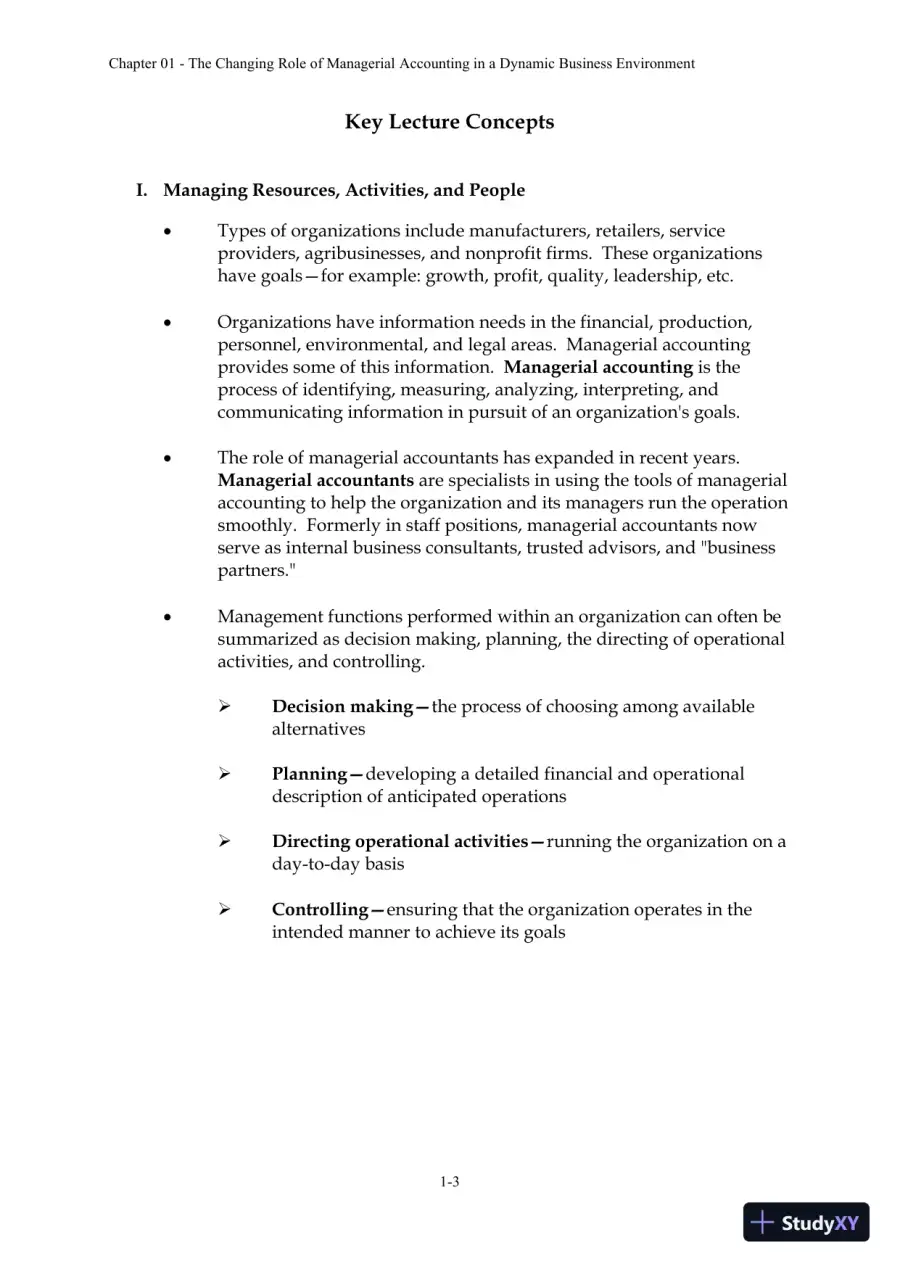 Solution Manual For Managerial Accounting: Creating Value in a Dynamic Business Environment, 10th Edition, page 5
