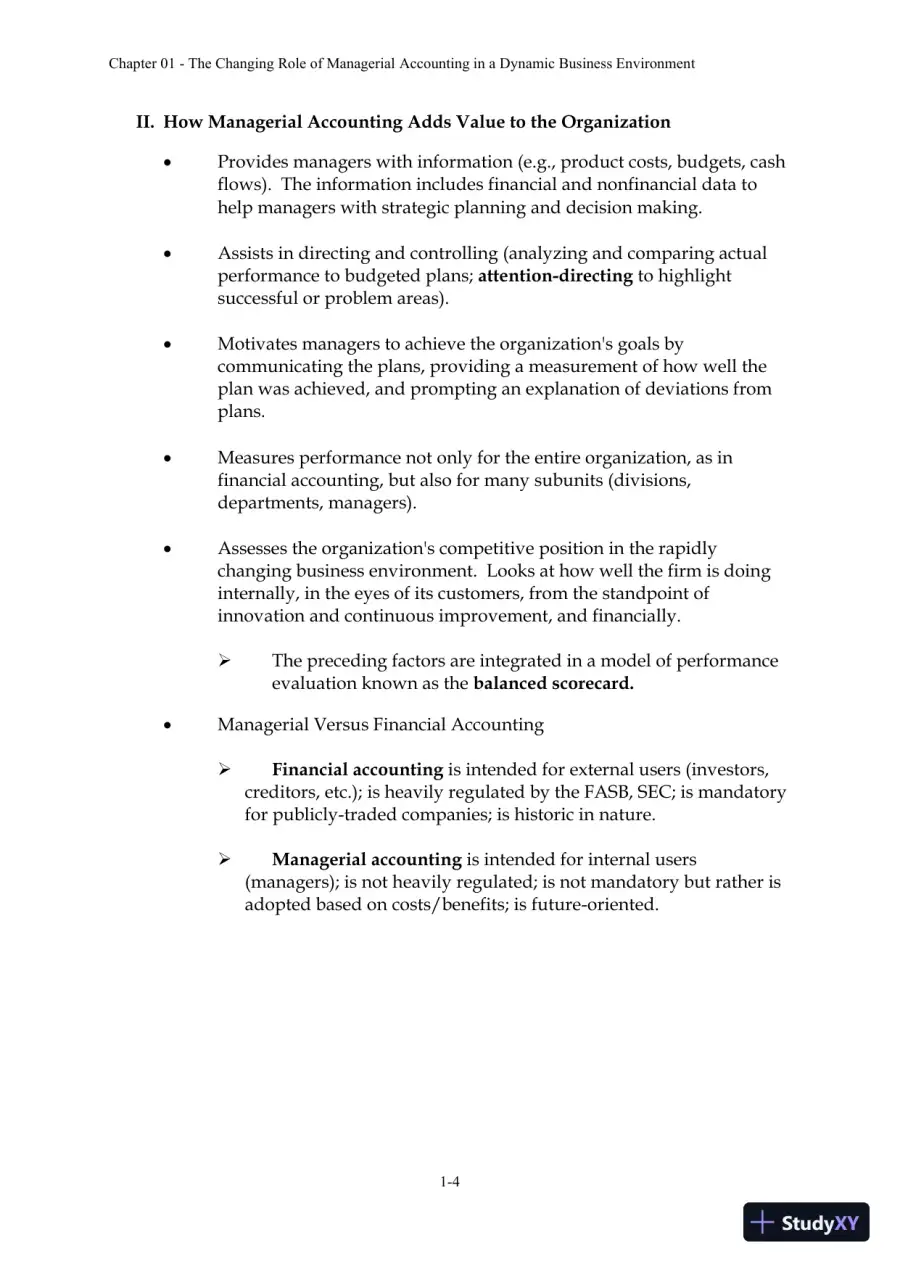 Solution Manual For Managerial Accounting: Creating Value in a Dynamic Business Environment, 10th Edition, page 6