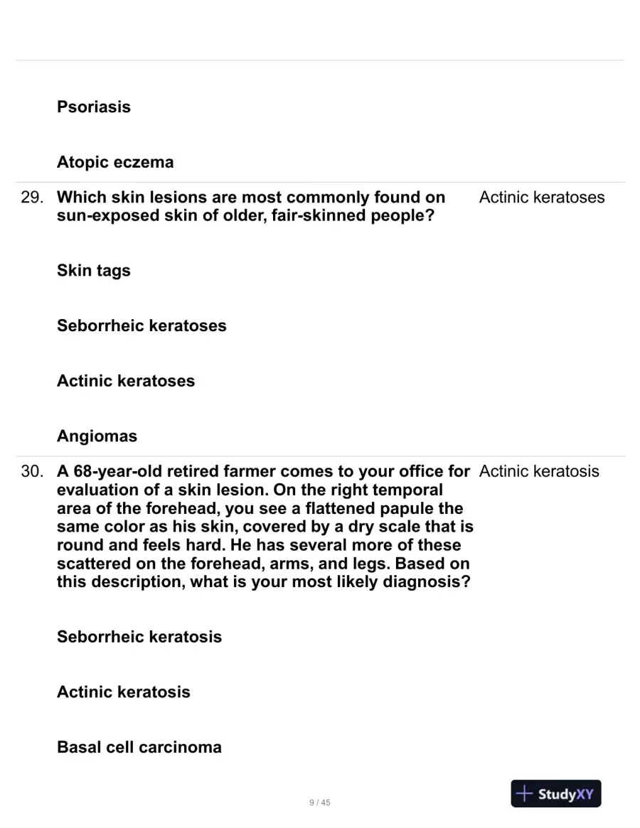 Health Assessment Midterm Review Exam With Answers (107 Solved Questions), page 10