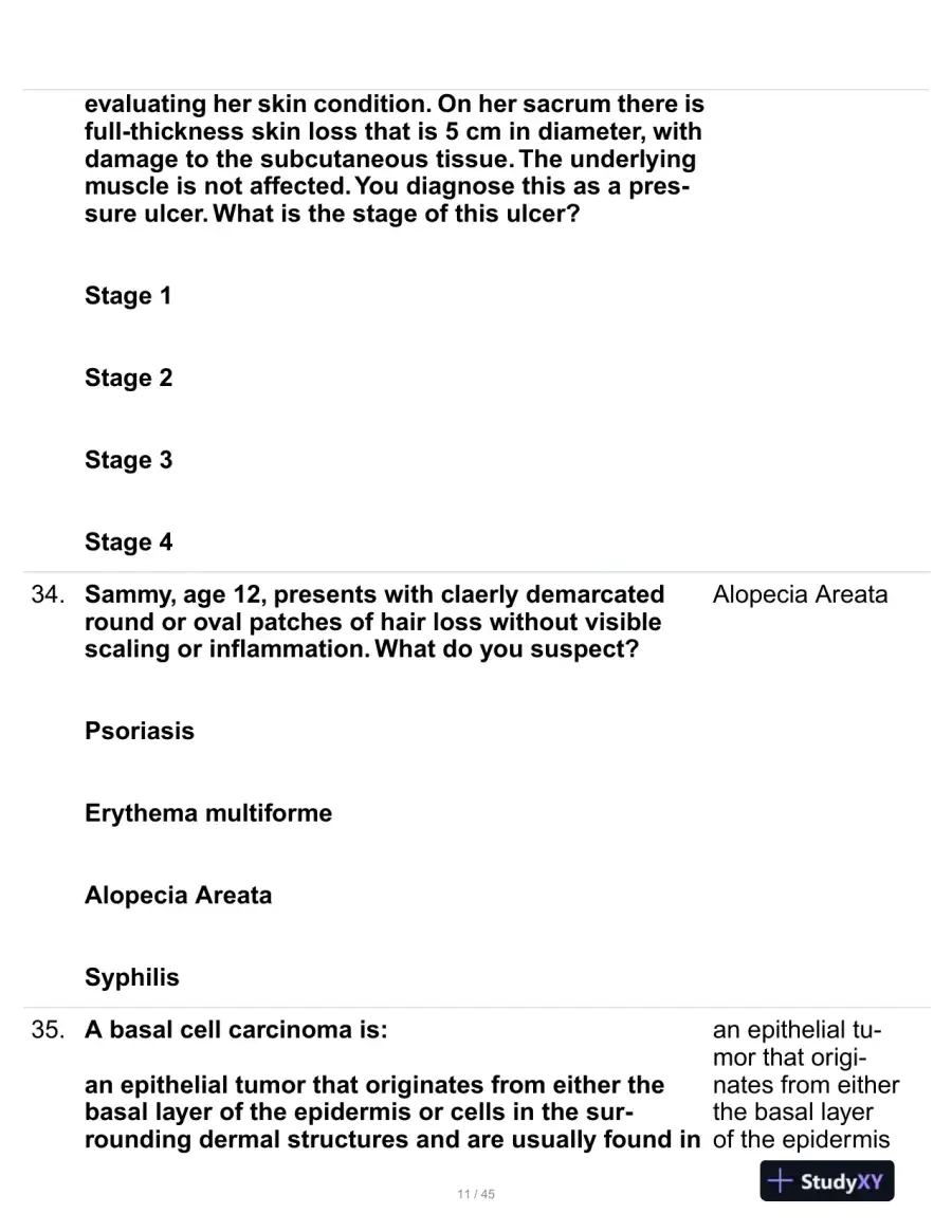 Health Assessment Midterm Review Exam With Answers (107 Solved Questions), page 12