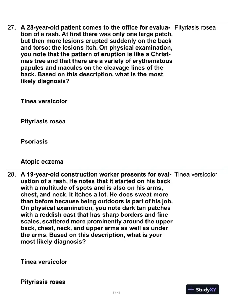 Health Assessment Midterm Review Exam With Answers (107 Solved Questions), page 9