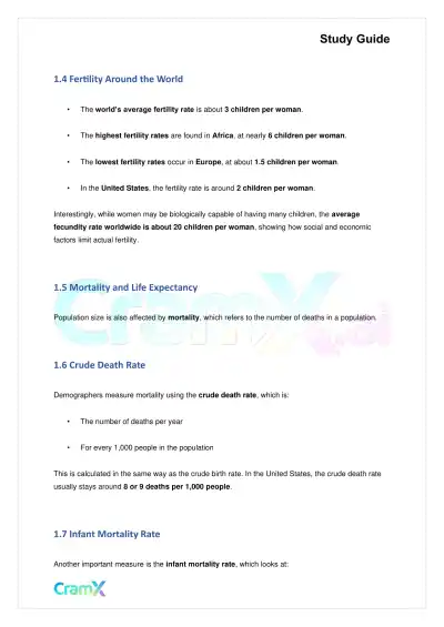 Sociology - Population and Urbanization - Page 3 preview image
