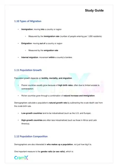 Sociology - Population and Urbanization - Page 5 preview image