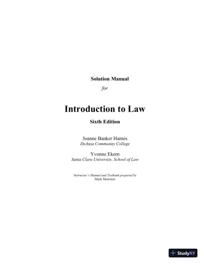 Solution Manual for Introduction to Law, 6th Edition - Page 1 preview image