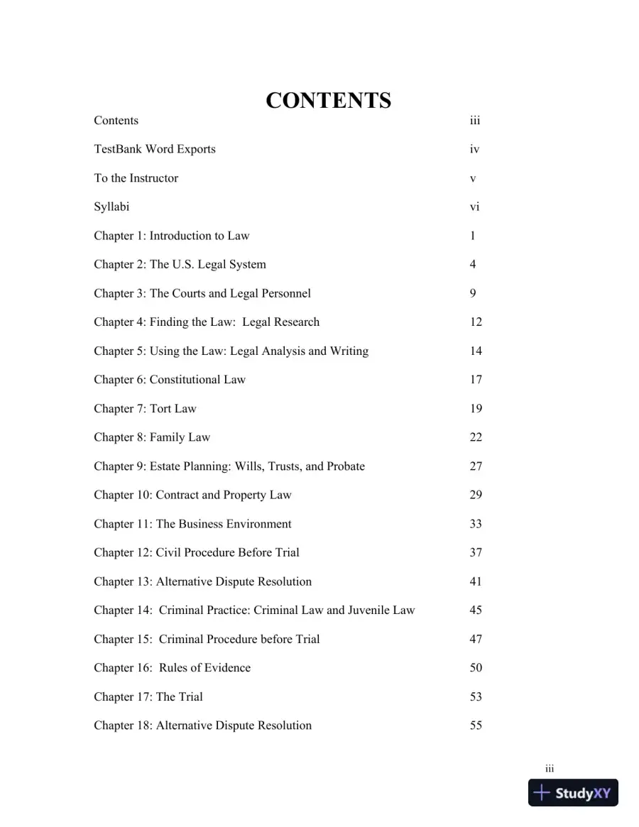 Solution Manual for Introduction to Law, 6th Edition, page 3