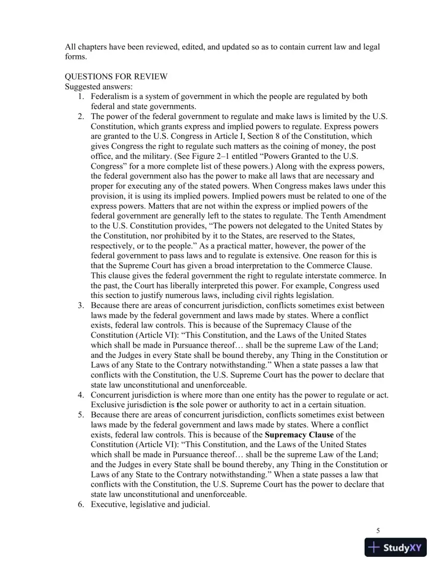 Solution Manual for Introduction to Law, 6th Edition, page 8