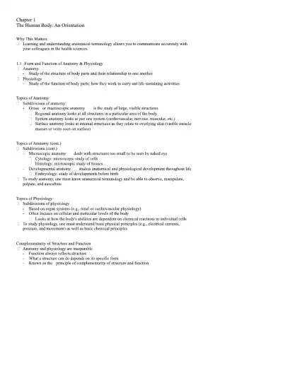 The Human Body An Orientation - Page 1 preview image