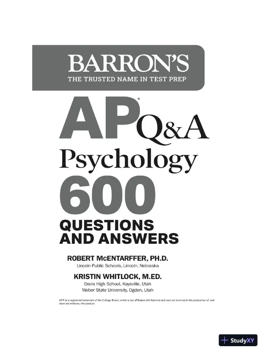 AP Q and A Psychology, Second Edition: 600 Questions and Answers (2023), page 4
