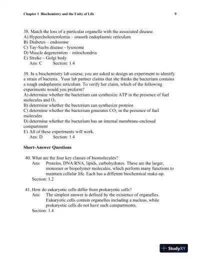 Biochemistry: A Short Course Third Edition Test Bank - Page 10 preview image